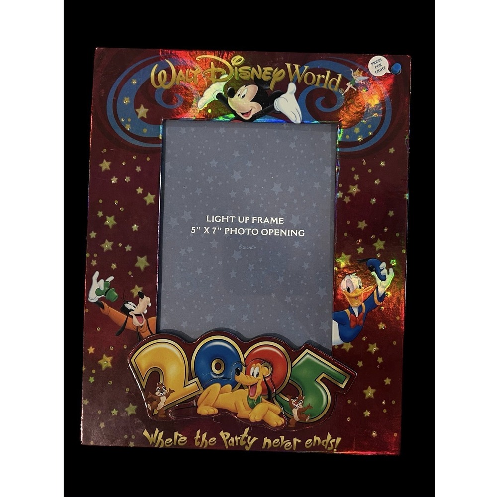 Disney Photo Frame 2005 Disney World Light Up Picture 5x7 Red Stitch Mickey Walt